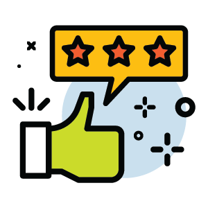 Icon showing a thumbs up giving 3 stars to denote client satisfaction